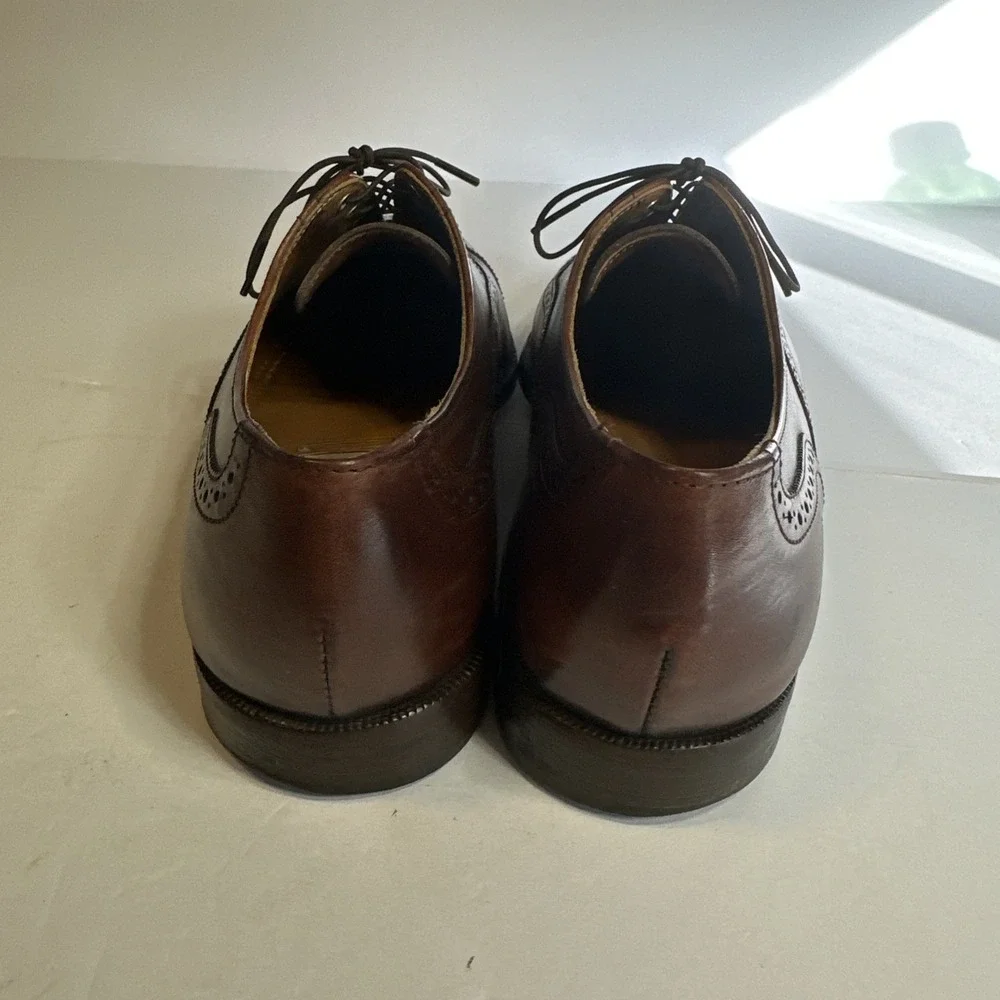 Cole Haan Wingtip Oxford Men's 10.5 D Cognac Brown Leather Dress Shoes
